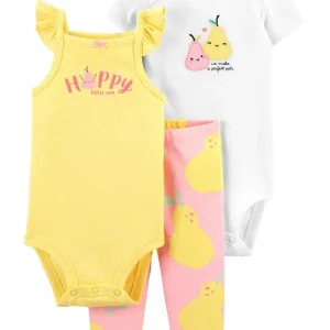 Conjunto de 3 piezas Diseño "Little Pear",Tallas 3M y 9M